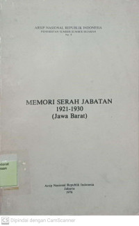 Memori Serah Jabatan 1921-1930 (Jawa barat)