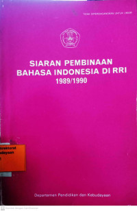 Siaran Pembinaan Bahasa Indonesia Di RRI 1989/1990