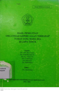 Hasil penelitian Organisasi Kepercayaan Terhadap Tuhan Yang Maha Esa Di Jawa Timur