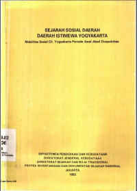 Sejarah Sosial Daerah Daerah Istimewa Yogyakarta