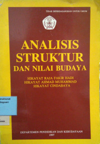 Image of Analisis Struktur Dan NIlai Budaya : Hikayat Raja Fakir Hadi Hikayat Ahmad Muhammad Hikayat Cindabaya