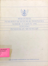Image of Peraturan Pemerintah Republik Indonesia Nomor 29 tahun 1990 Tentang Pendidikan Menengah
