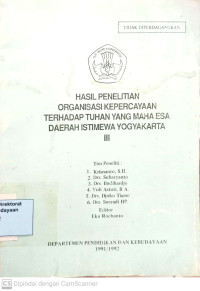 Hasil penelitian organisasi kepercayaan terhadap Tuhan Yang Maha Esa Daerah Istimewa Yogyakarta III