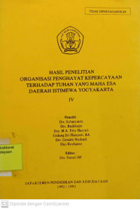 Image of Hasil penelitian Organisasi Penghayat Kepercayaan terhadap Tuhan Yang Maha Esa Daerah Istimewa Yogyakarta IV
