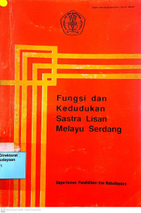 Image of Fungsi Dan Kedudukan Sastra Lisan Melayu Serdang