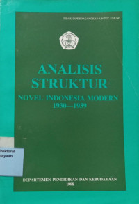 Image of Analisis Struktur Novel Indonesia Modern 1930-1939